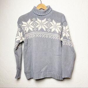 Eddie Bauer turtleneck sweater snowflake periwinkle S petite